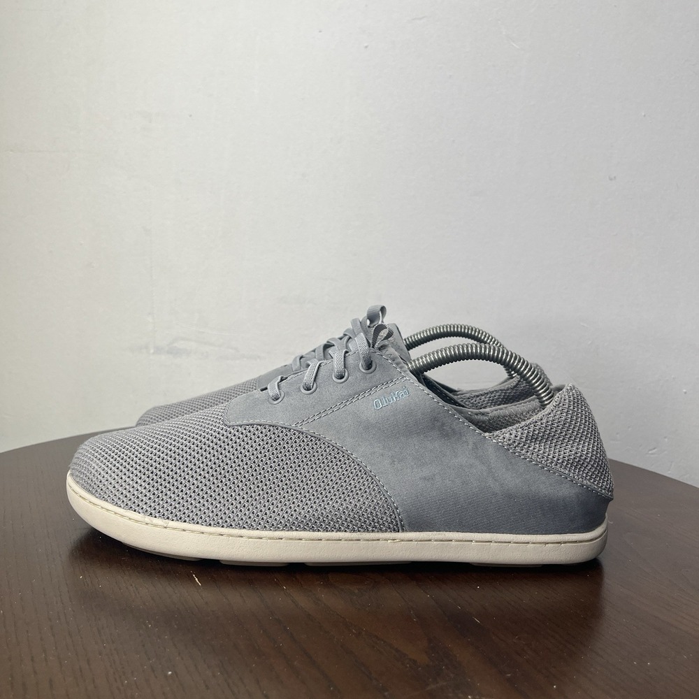 Olukai‎ 'Nohea Moku Shoes Men's 9.5 Gray Textile Comfort Slip On Boat Sneaker